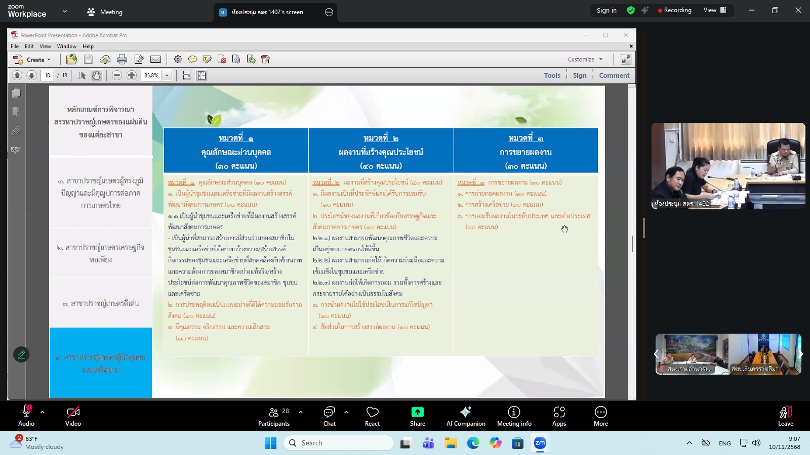 title - ผู้ตรวจราชการ ส.ป.ก. ร่วมประชุมคณะทำงานสรรหาปราชญ์เกษตรของแผ่นดินระดับเขต ประจำปี 2569 เขตตรวจราชการที่ 14 ผ่านระบบประชุมทางไกลออนไลน์ โดย Application Zoom Meeting